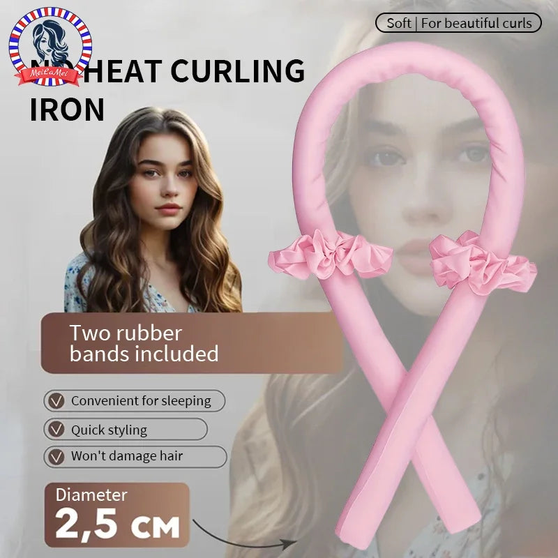 Heatless Curling Set - Satin Curler, Suitable for Night Curling - Non Heat Curler with Headband - Gentle and Effective Hair Care